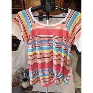 My Story Terry Cloth Shirt Ties At Bottom.  20" PTP, 27" Long. Casual, Coastal,